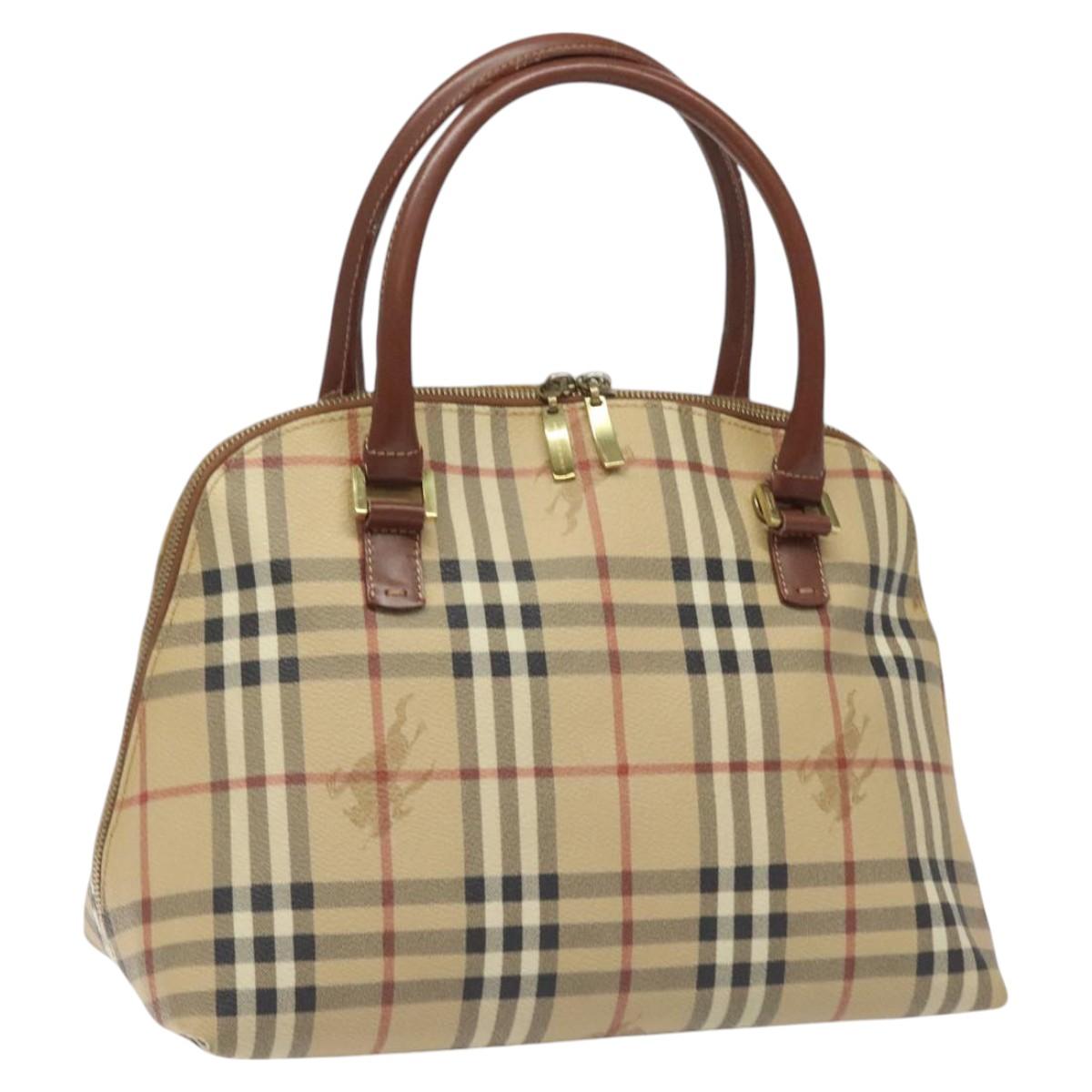Burberry Nova Check Beige Canvas Handbag (Pre-Owned)