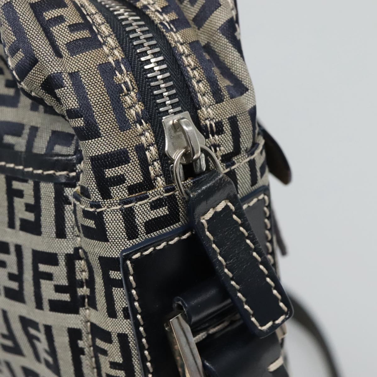 Fendi Zucchino Navy Canvas Shoulder Bag (Pre-Owned)