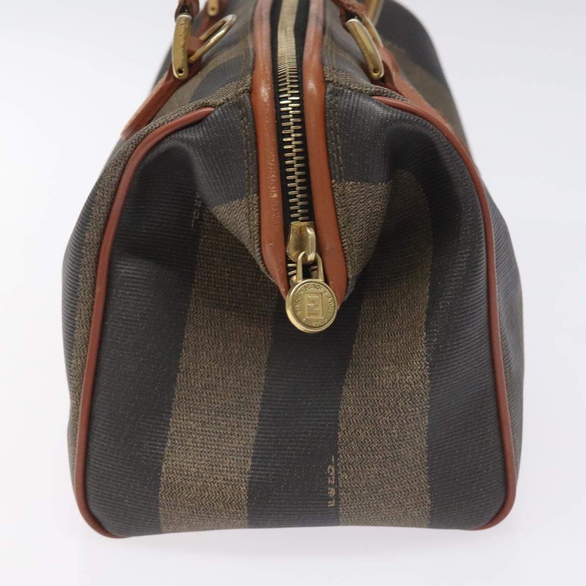 Fendi Pequin Brown Canvas Handbag (Pre-Owned)