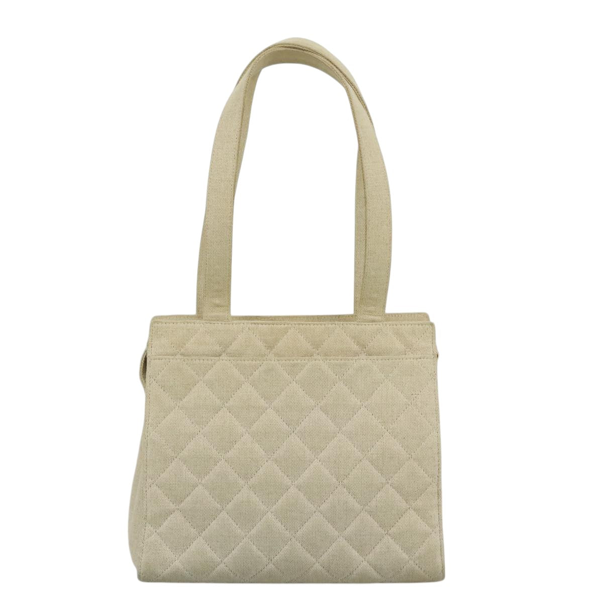 Chanel Quilted Ecru Canvas Tote Bag (Pre-Owned)