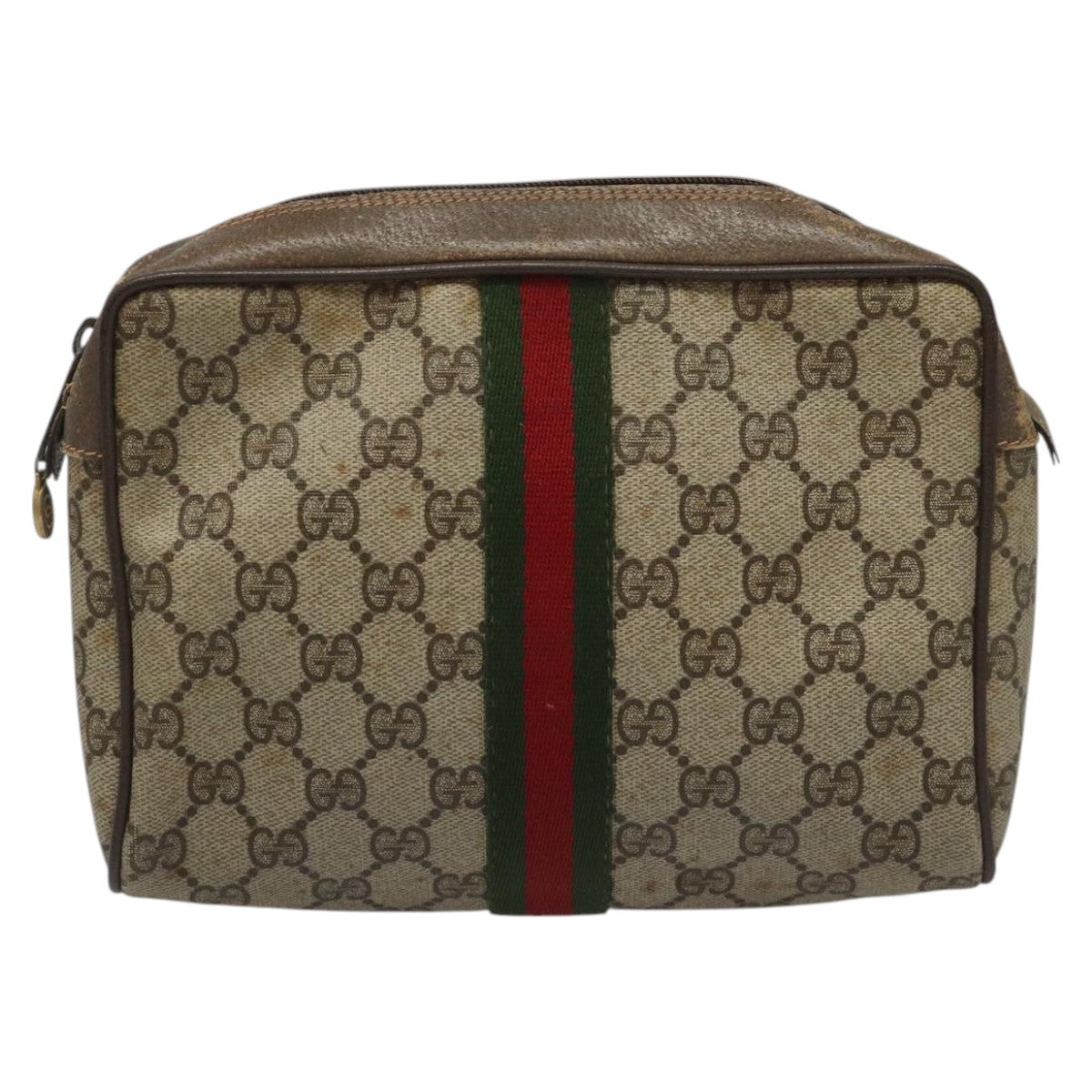 Gucci Ophidia Beige Canvas Clutch Bag (Pre-Owned)