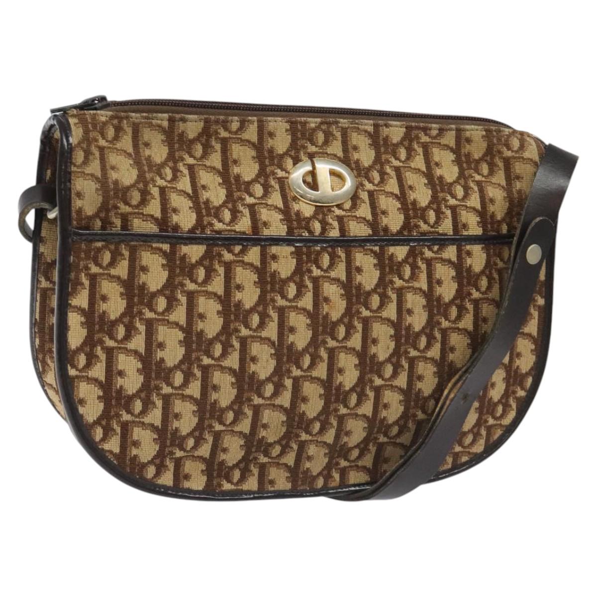 Dior Trotter Brown Canvas Shoulder Bag (Pre-Owned)