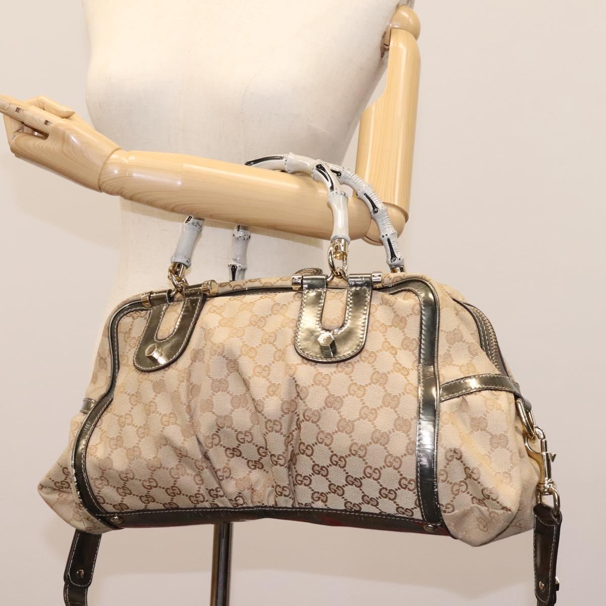 Gucci Bamboo Beige Canvas Handbag (Pre-Owned)