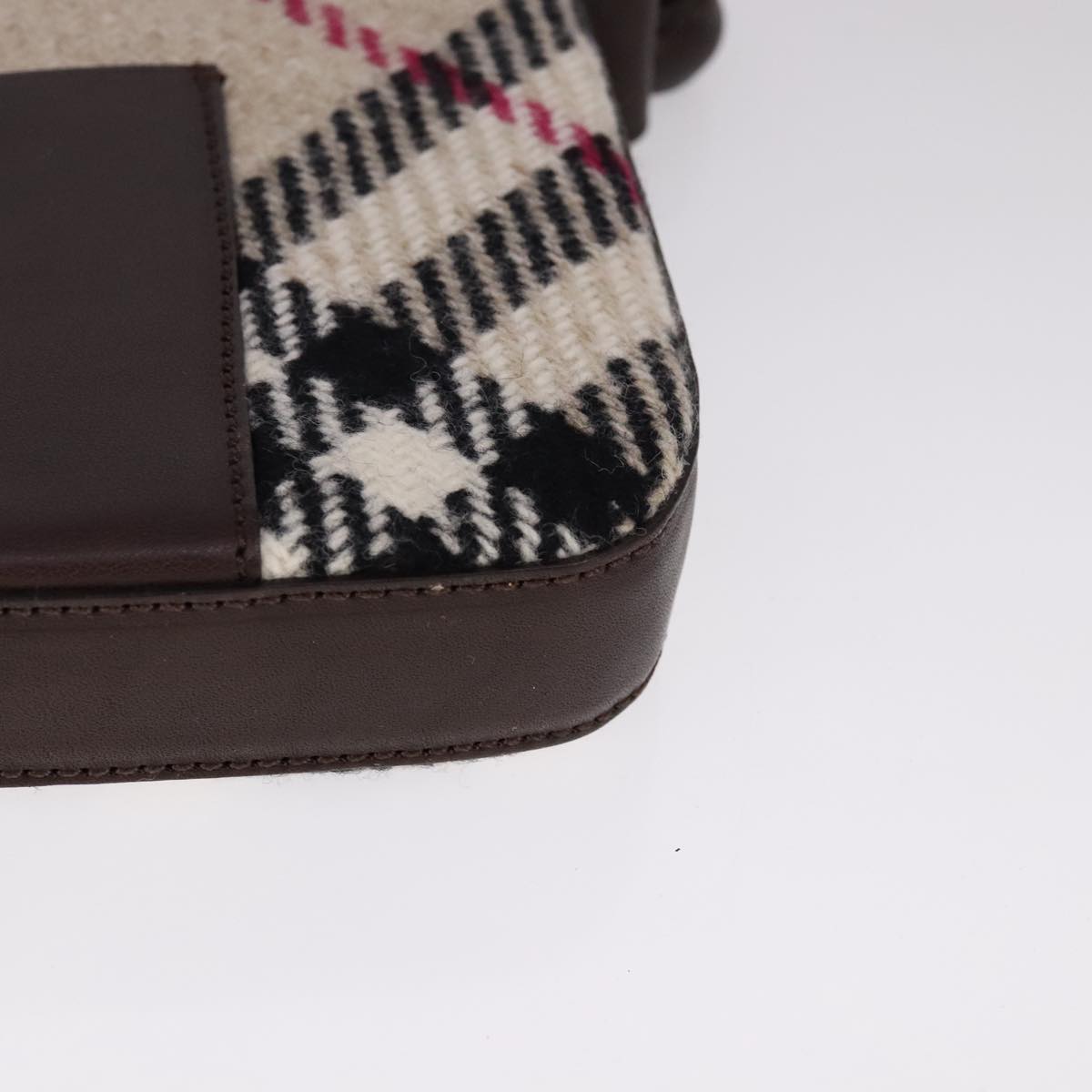 Burberry Nova Check Beige Wool Shoulder Bag (Pre-Owned)
