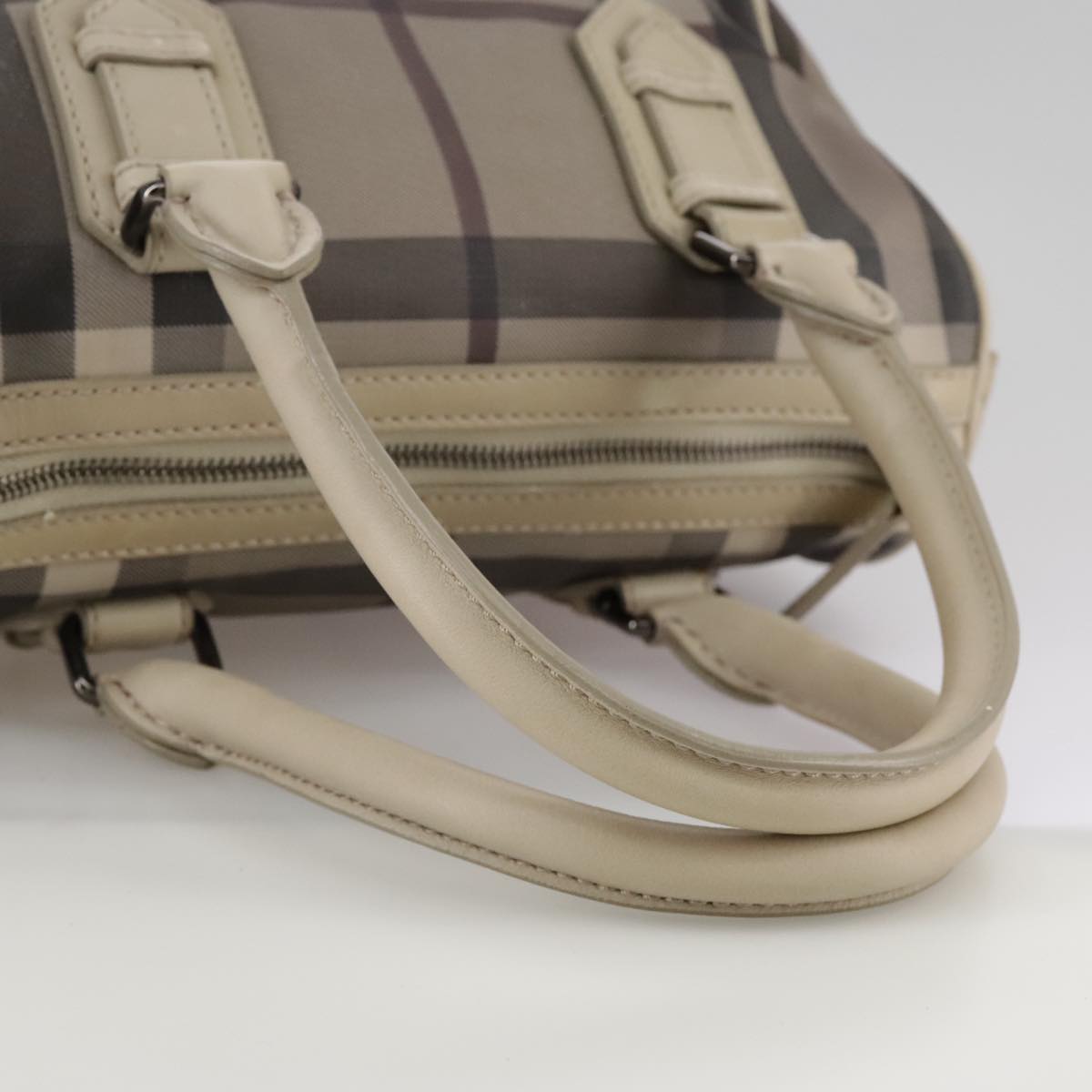 Burberry Smoke Check Grey Canvas Handbag (Pre-Owned)