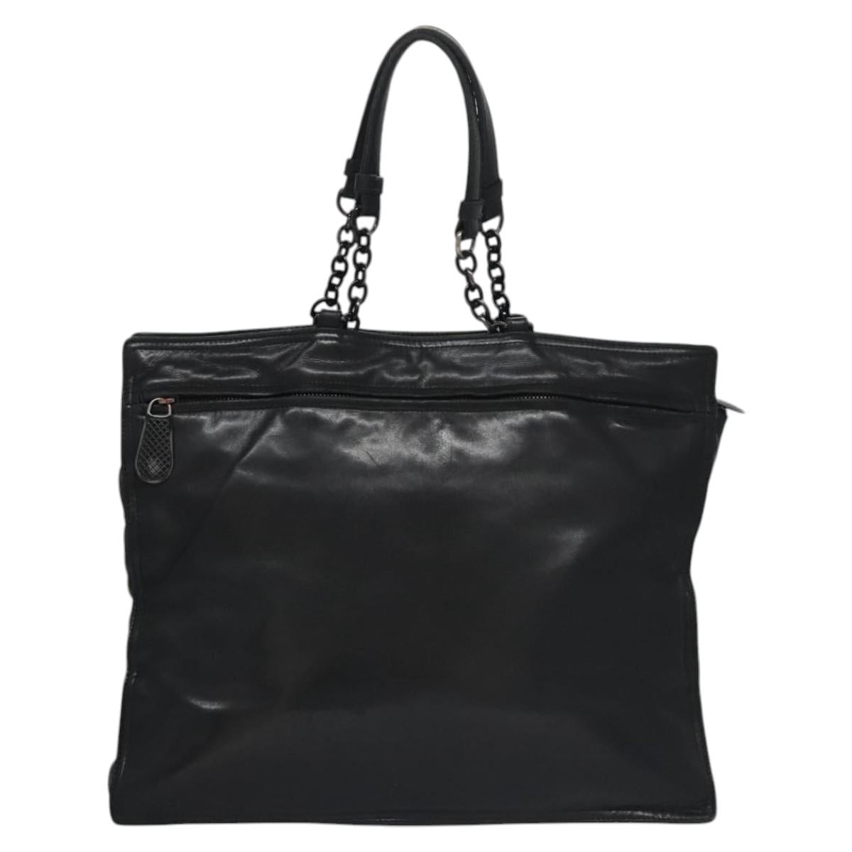 Bottega Veneta Tambura Black Leather Tote Bag (Pre-Owned)