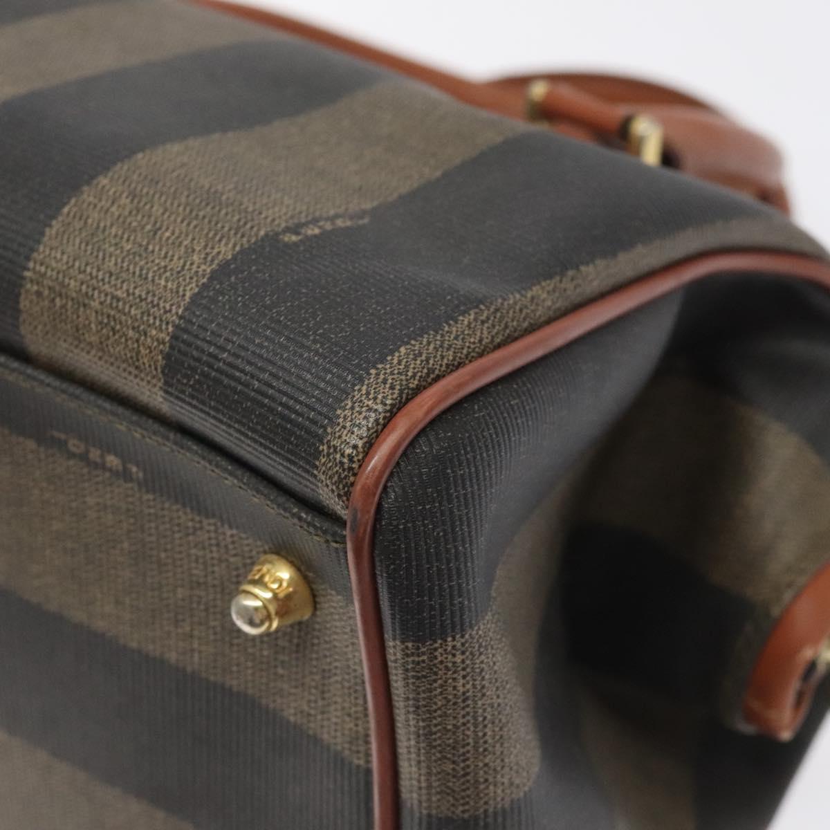 Fendi Pequin Brown Canvas Handbag (Pre-Owned)