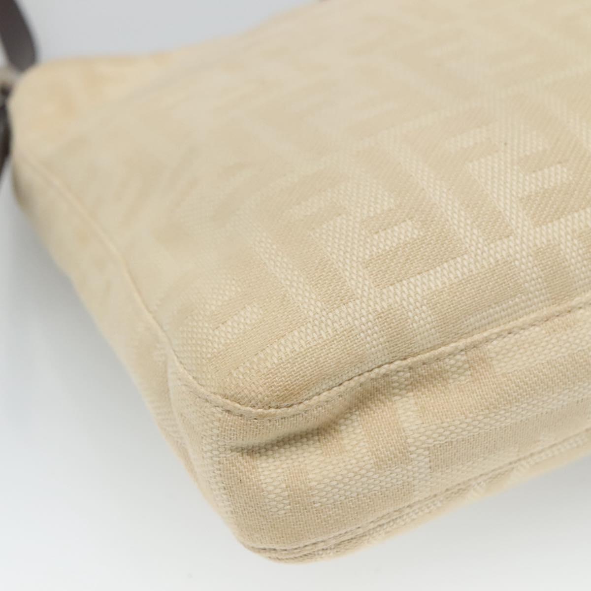 Fendi Zucca Beige Canvas Shoulder Bag (Pre-Owned)