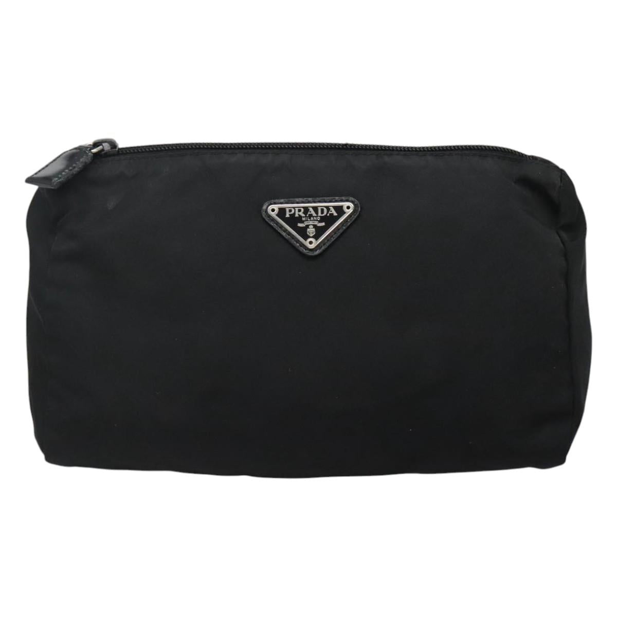 Prada Cosmetic Pouch Black Synthetic Clutch Bag (Pre-Owned)