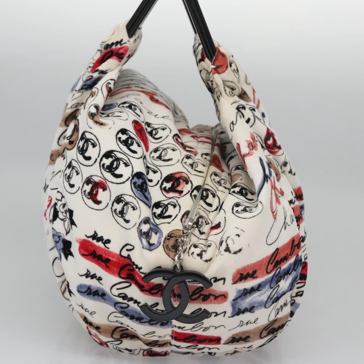 Chanel Cambon White Velvet Handbag (Pre-Owned)