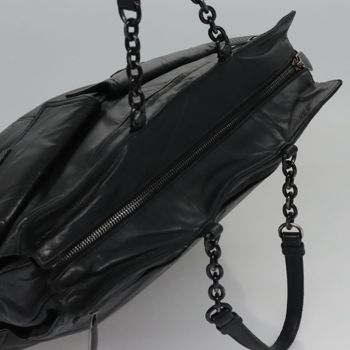 Bottega Veneta Tambura Black Leather Tote Bag (Pre-Owned)