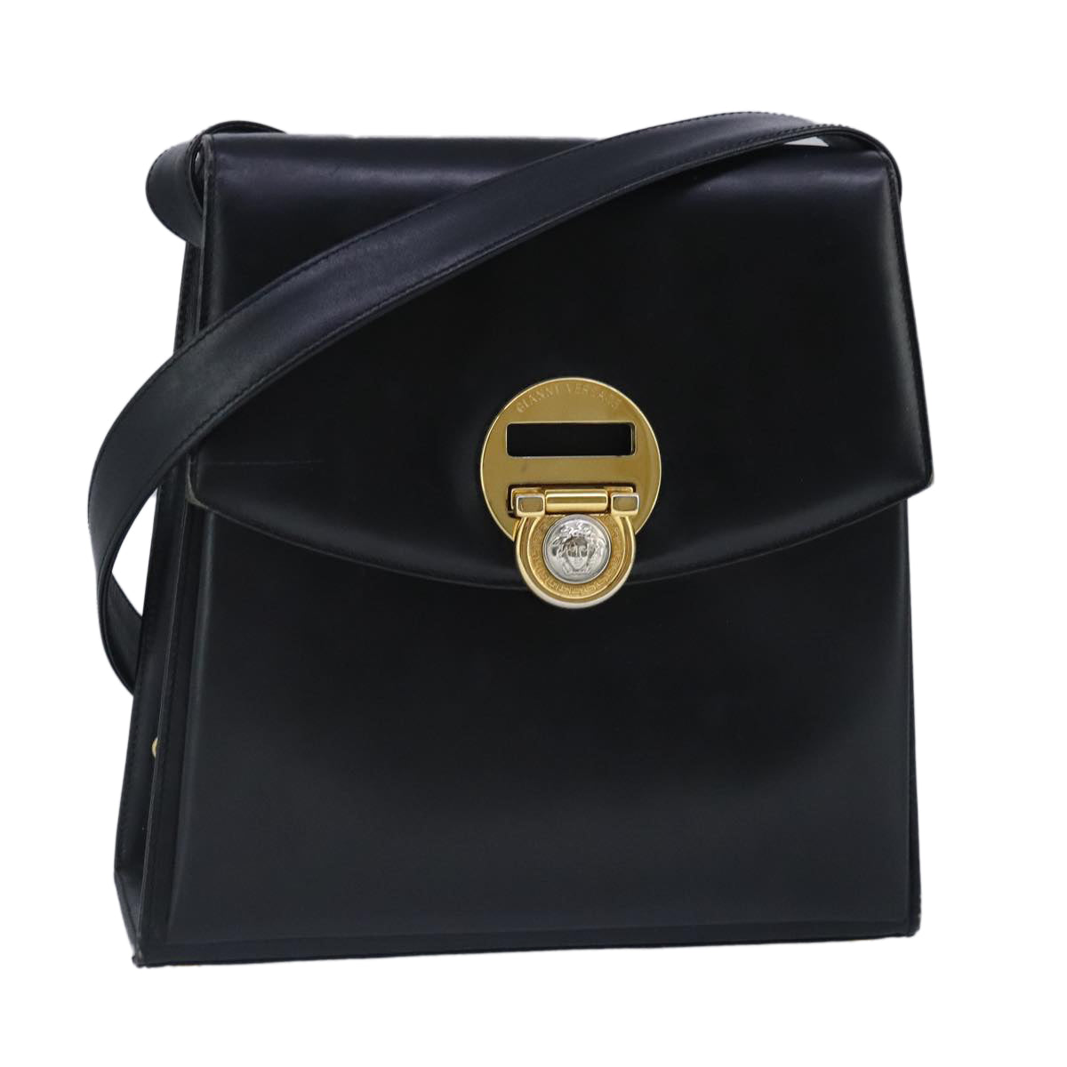 Versace Black Leather Shoulder Bag (Pre-Owned)