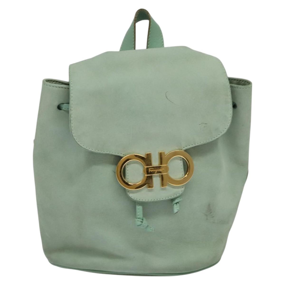 Salvatore Ferragamo Gancini Blue Suede Backpack Bag (Pre-Owned)
