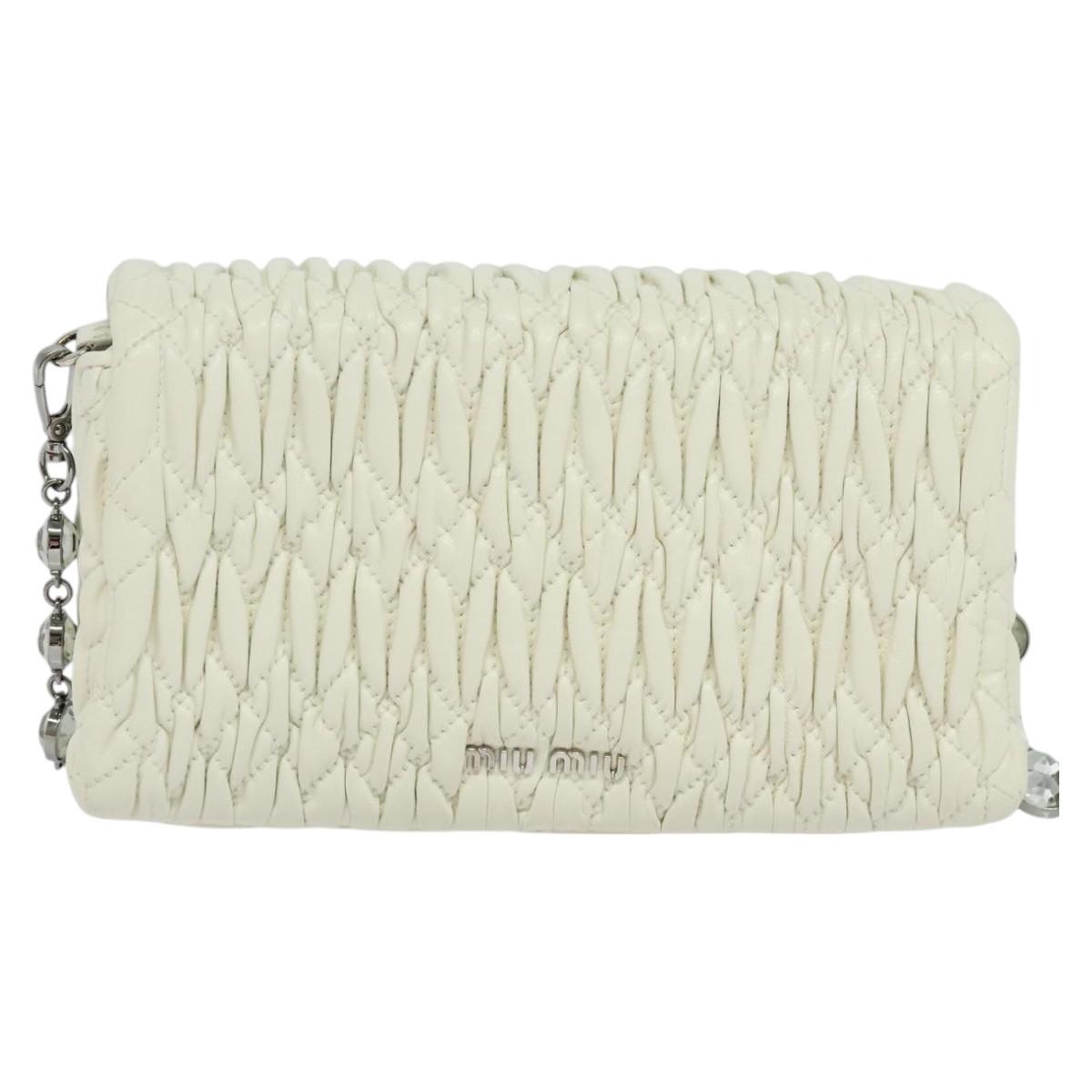 Miu Miu Crystal White Leather Shoulder Bag (Pre-Owned)