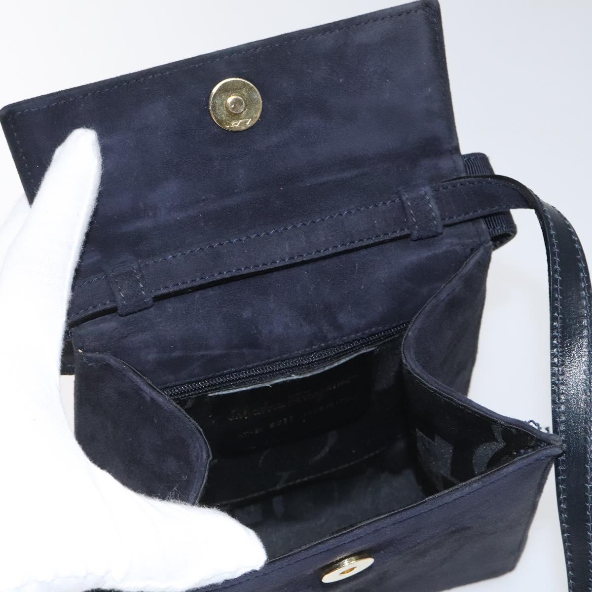 Salvatore Ferragamo Navy Suede Handbag (Pre-Owned)