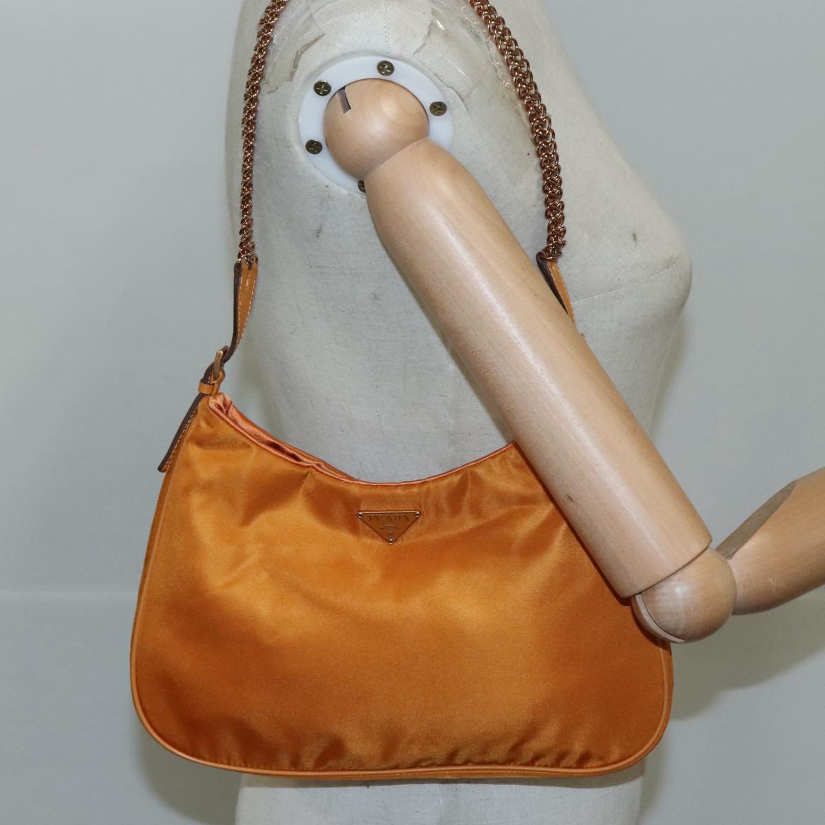 Prada Tessuto Orange Synthetic Shoulder Bag (Pre-Owned)