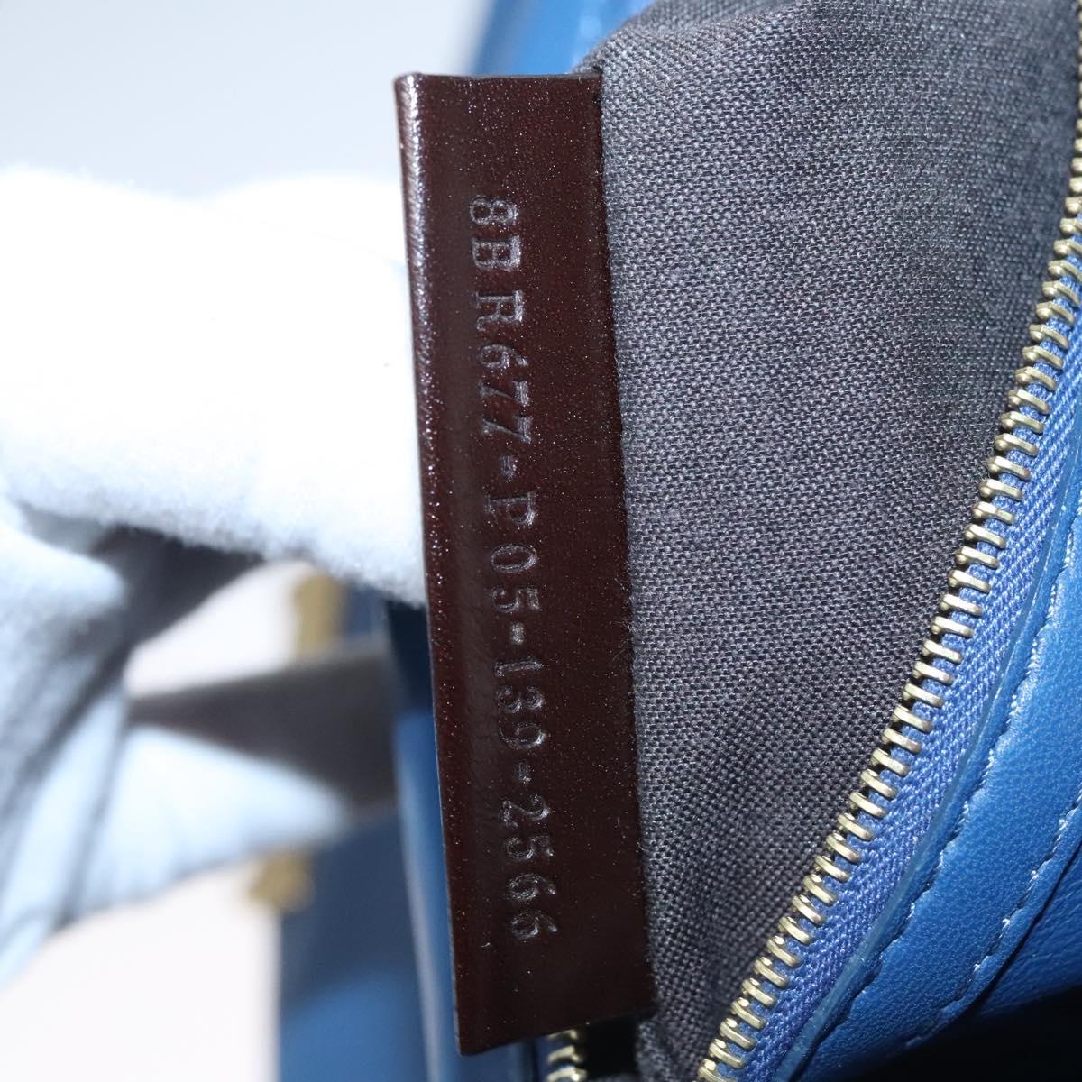 Fendi Bebaguette Blue Leather Shoulder Bag (Pre-Owned)
