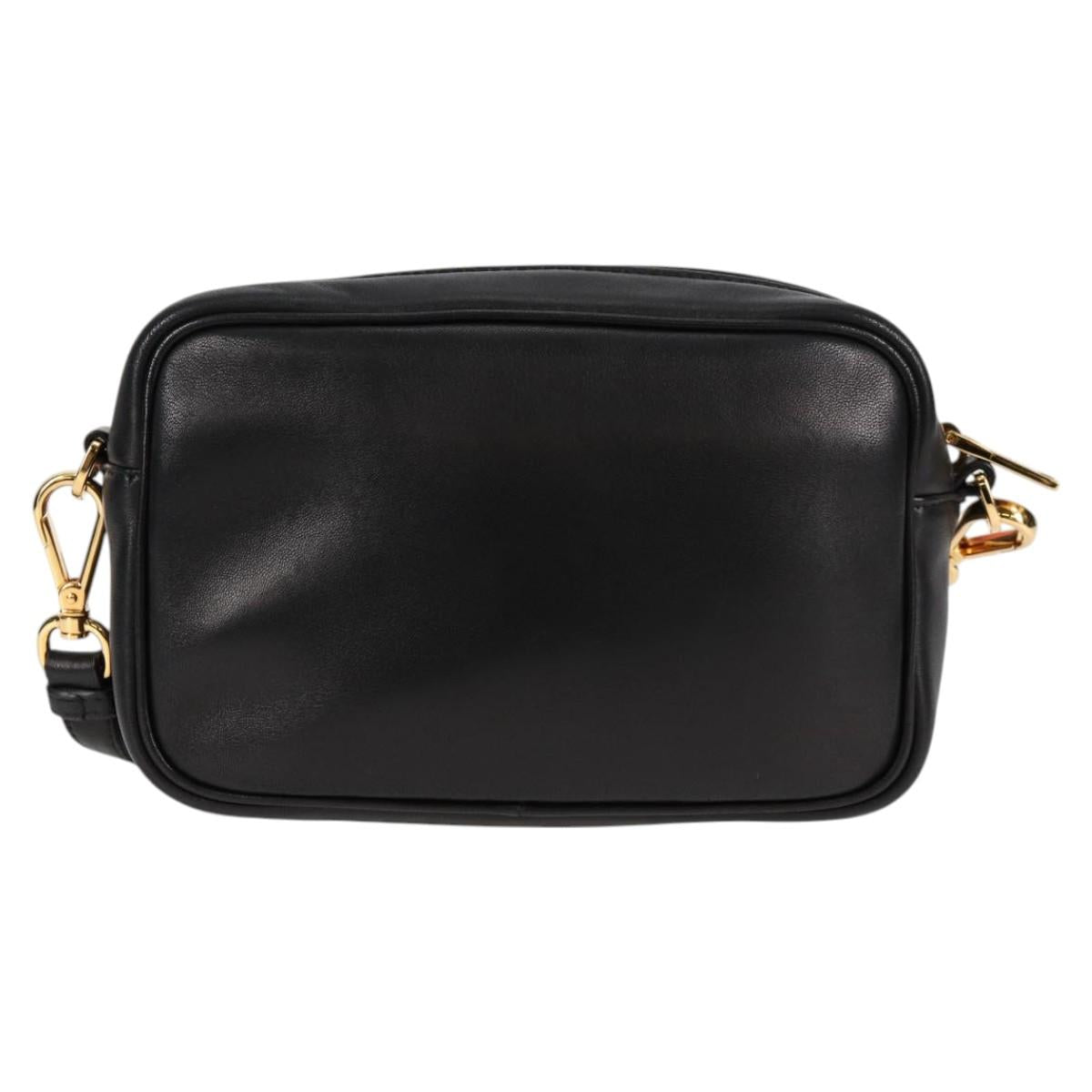 Prada Ribbon Black Leather Shoulder Bag (Pre-Owned)