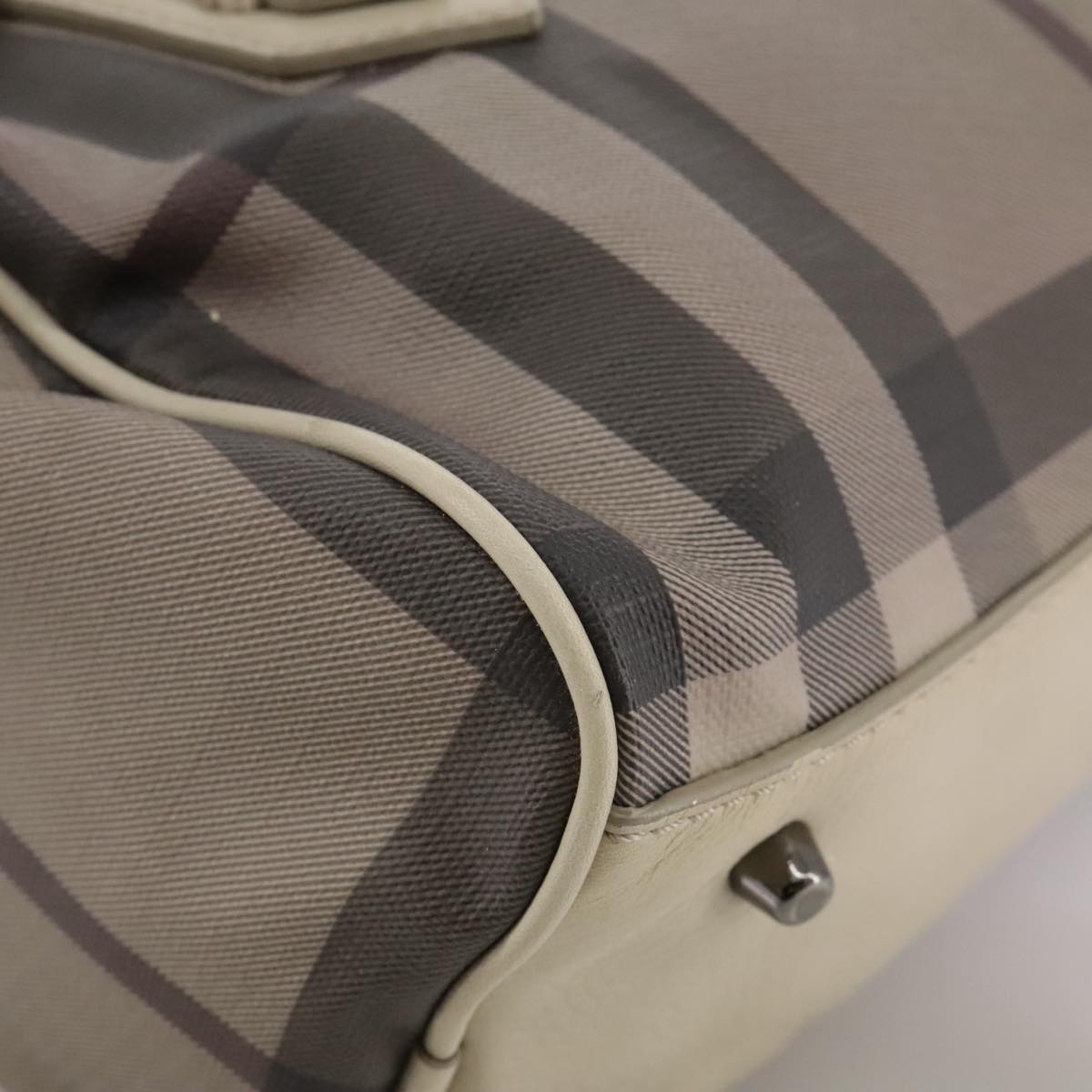 Burberry Smoke Check Grey Canvas Handbag (Pre-Owned)
