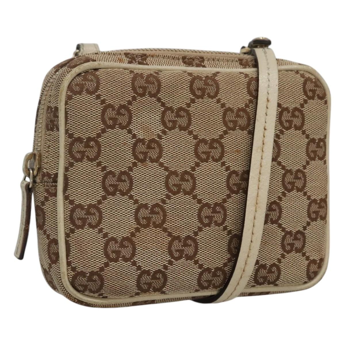 Gucci Gg Canvas Beige Canvas Shoulder Bag (Pre-Owned)