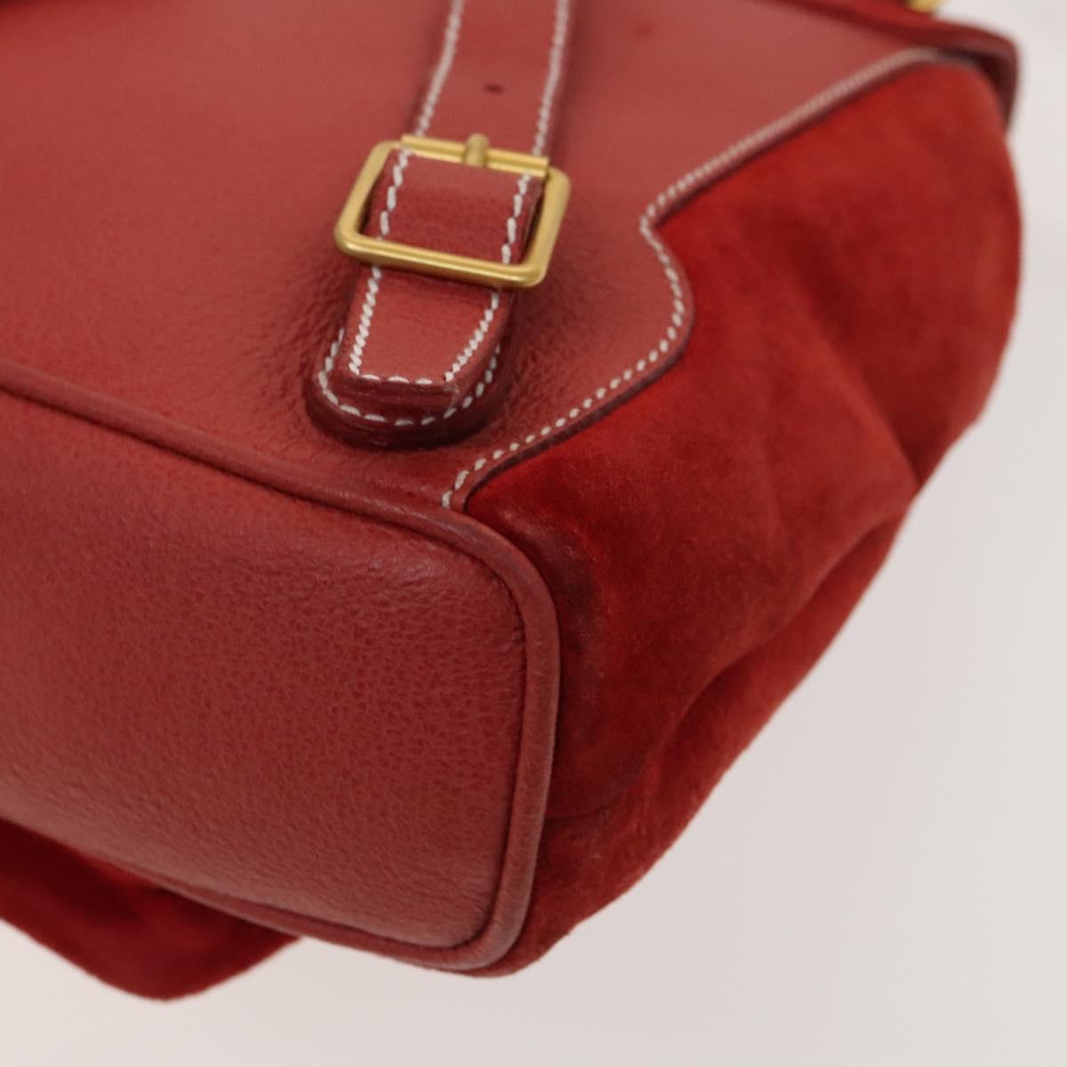 Gucci Bamboo Red Suede Backpack Bag (Pre-Owned)