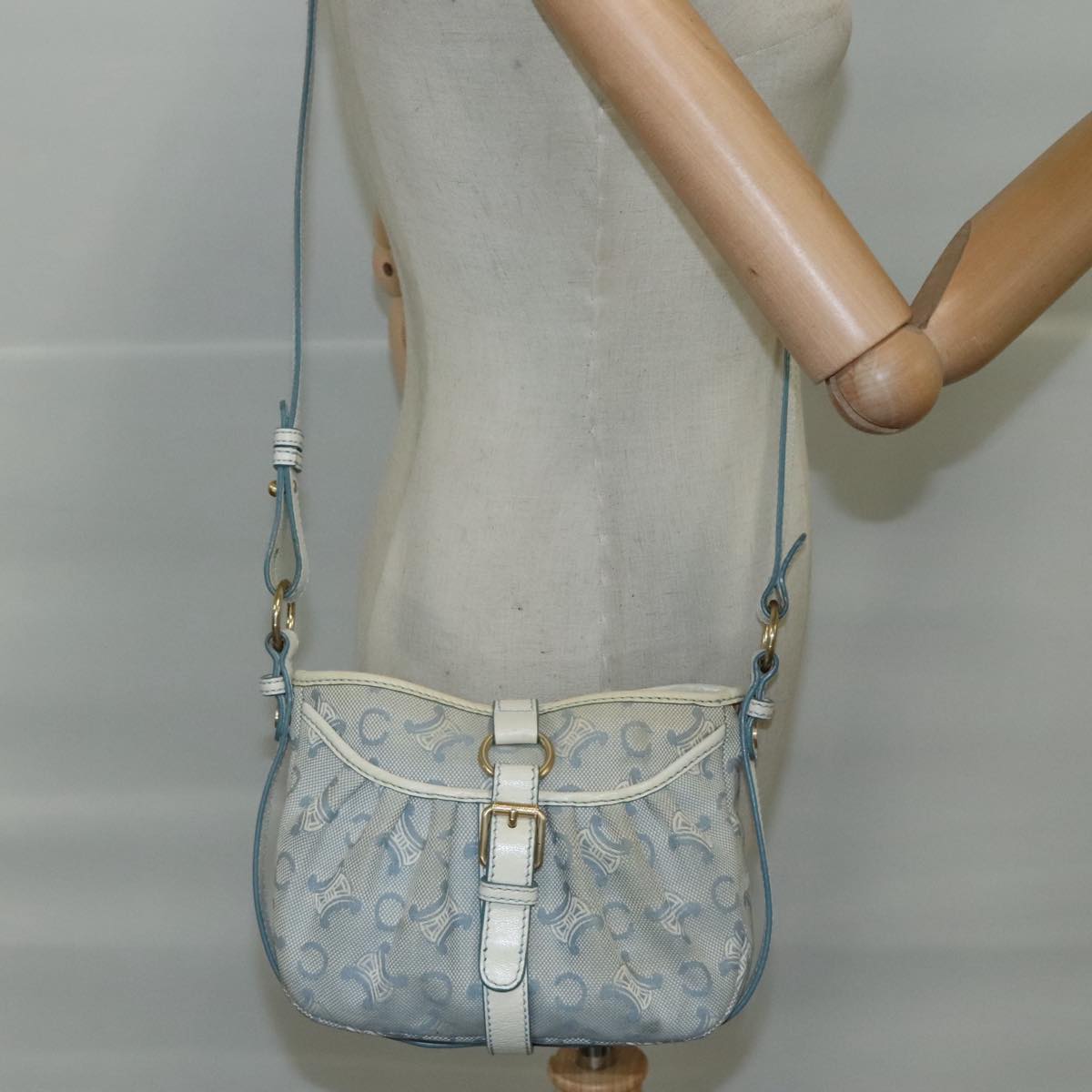 Céline Macadam Blue Canvas Shoulder Bag (Pre-Owned)