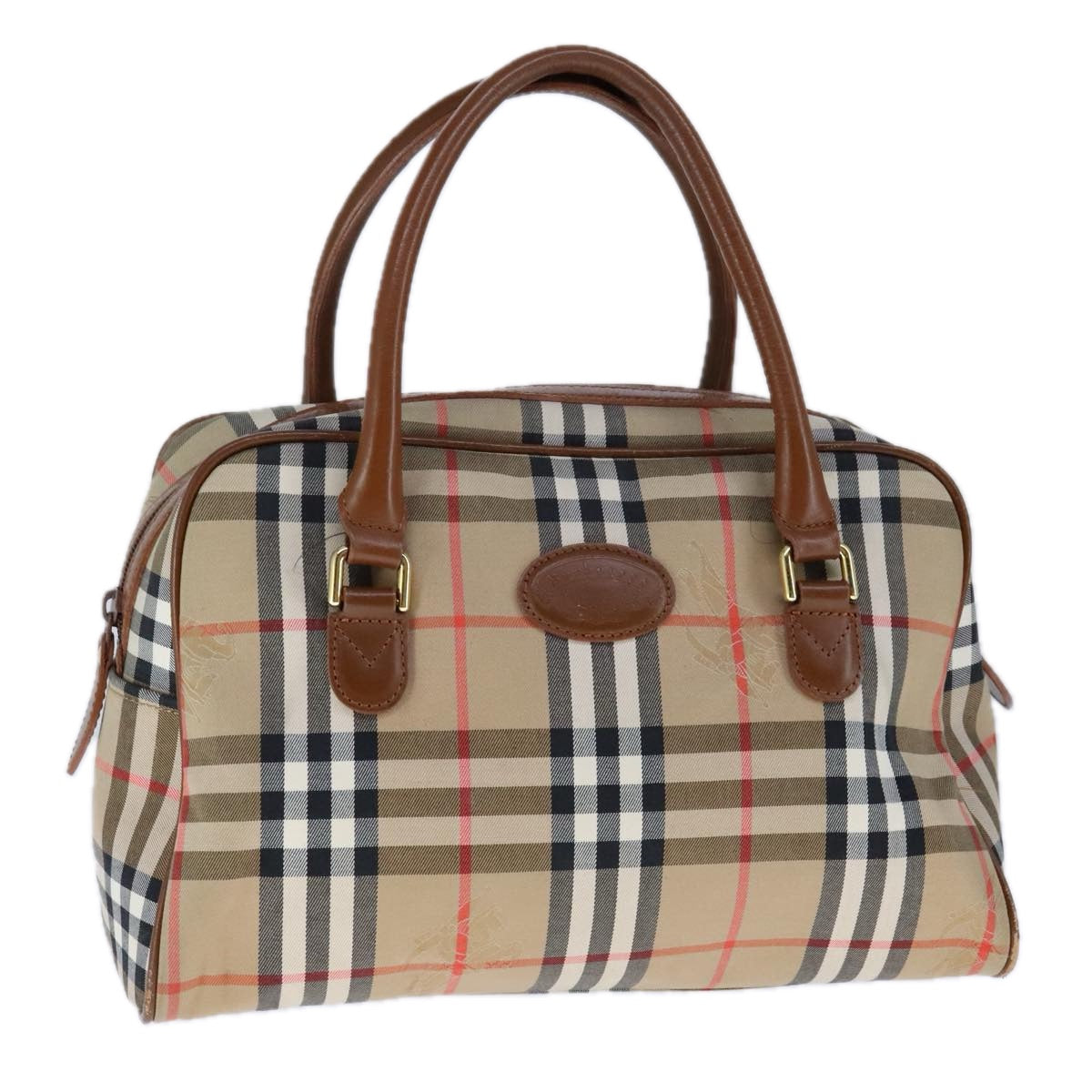 Burberry Haymarket Beige Canvas Handbag (Pre-Owned)