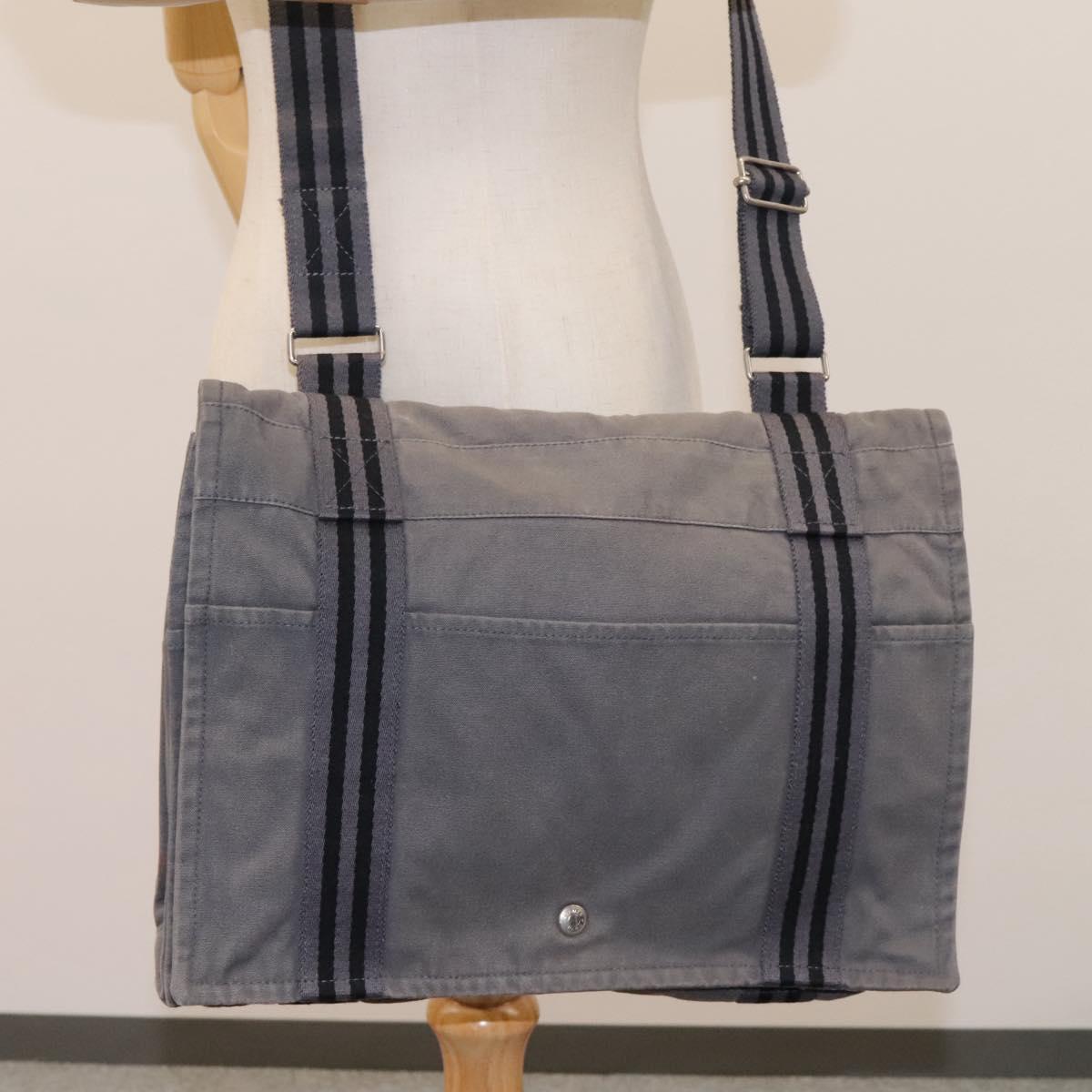 Hermès Herline Grey Canvas Shoulder Bag (Pre-Owned)