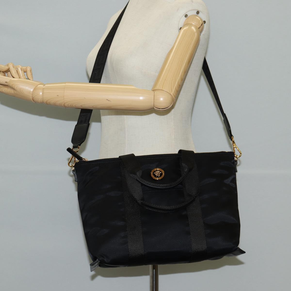 Versace Medusa Black Nylon Handbag (Pre-Owned)