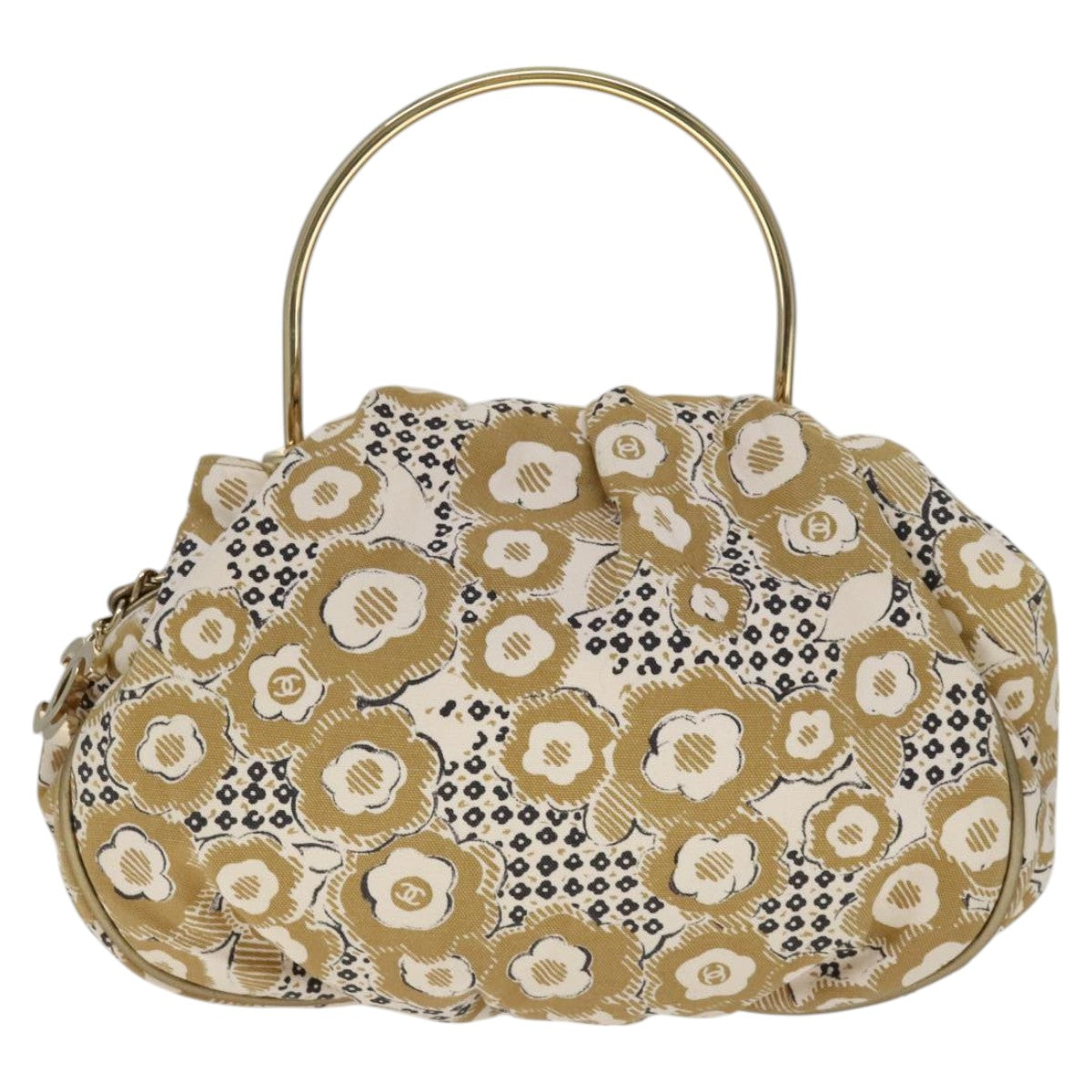 Chanel Camélia Beige Canvas Handbag (Pre-Owned)
