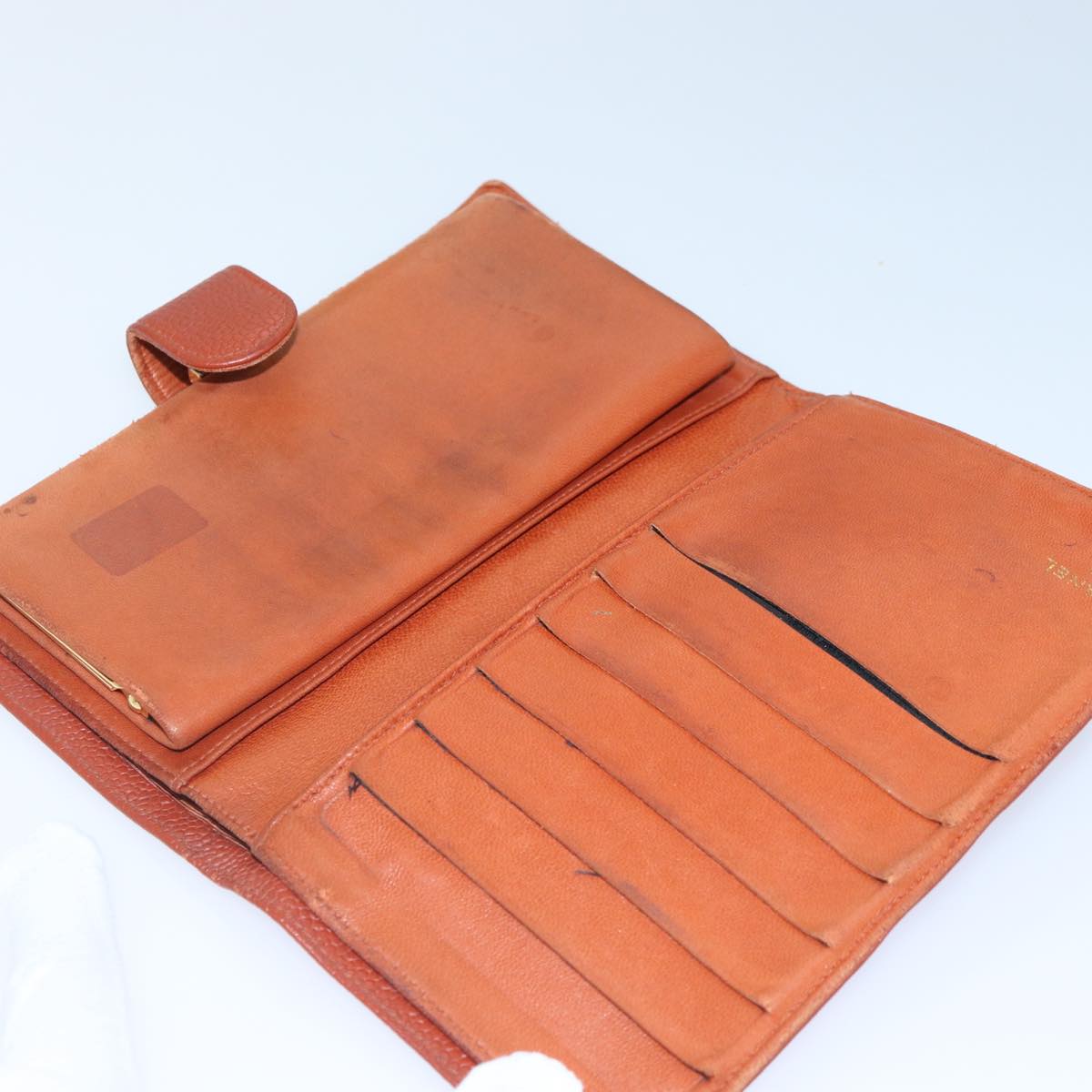 Chanel Porte Carte Orange Leather Wallet (Pre-Owned)