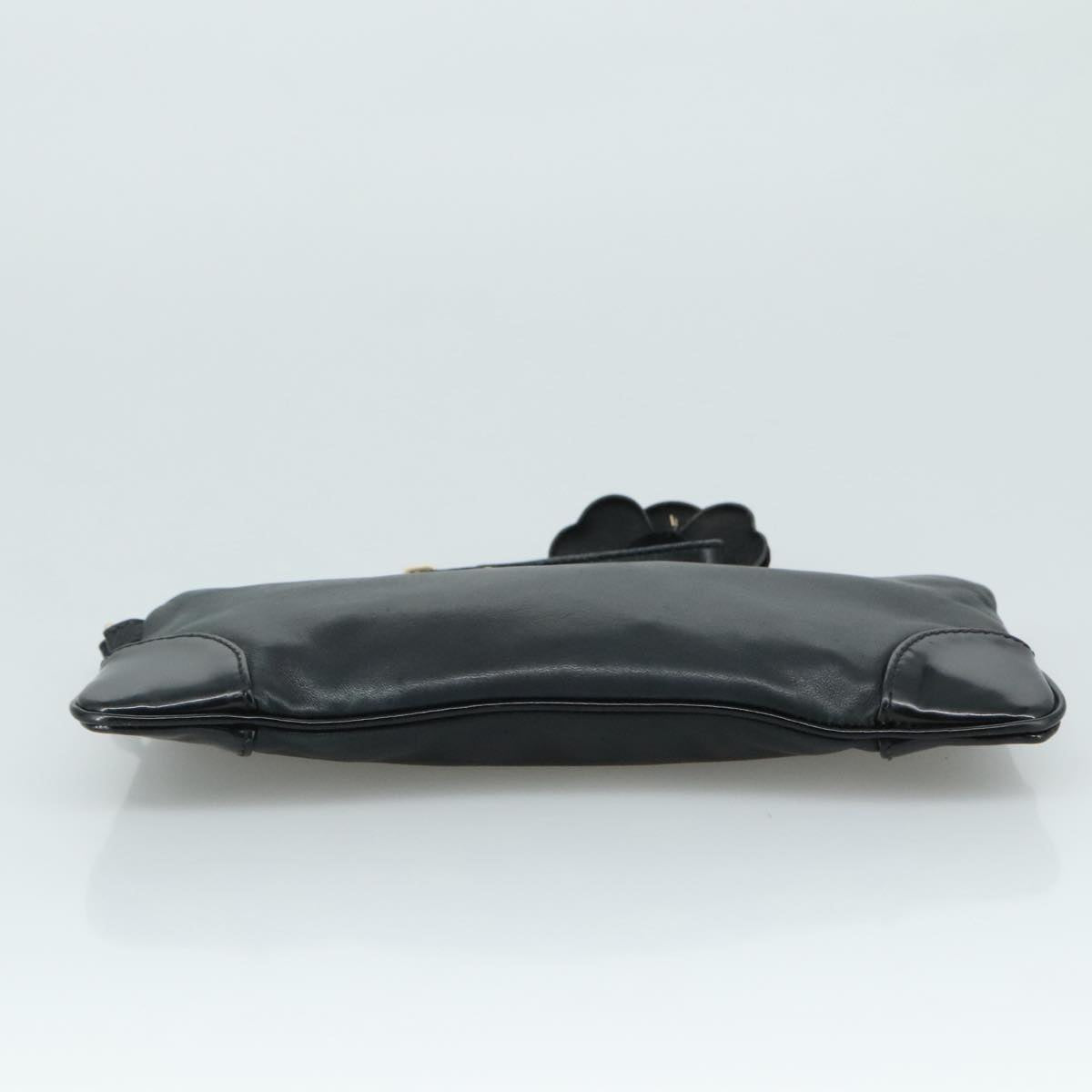 Chanel Camélia Black Leather Clutch Bag (Pre-Owned)