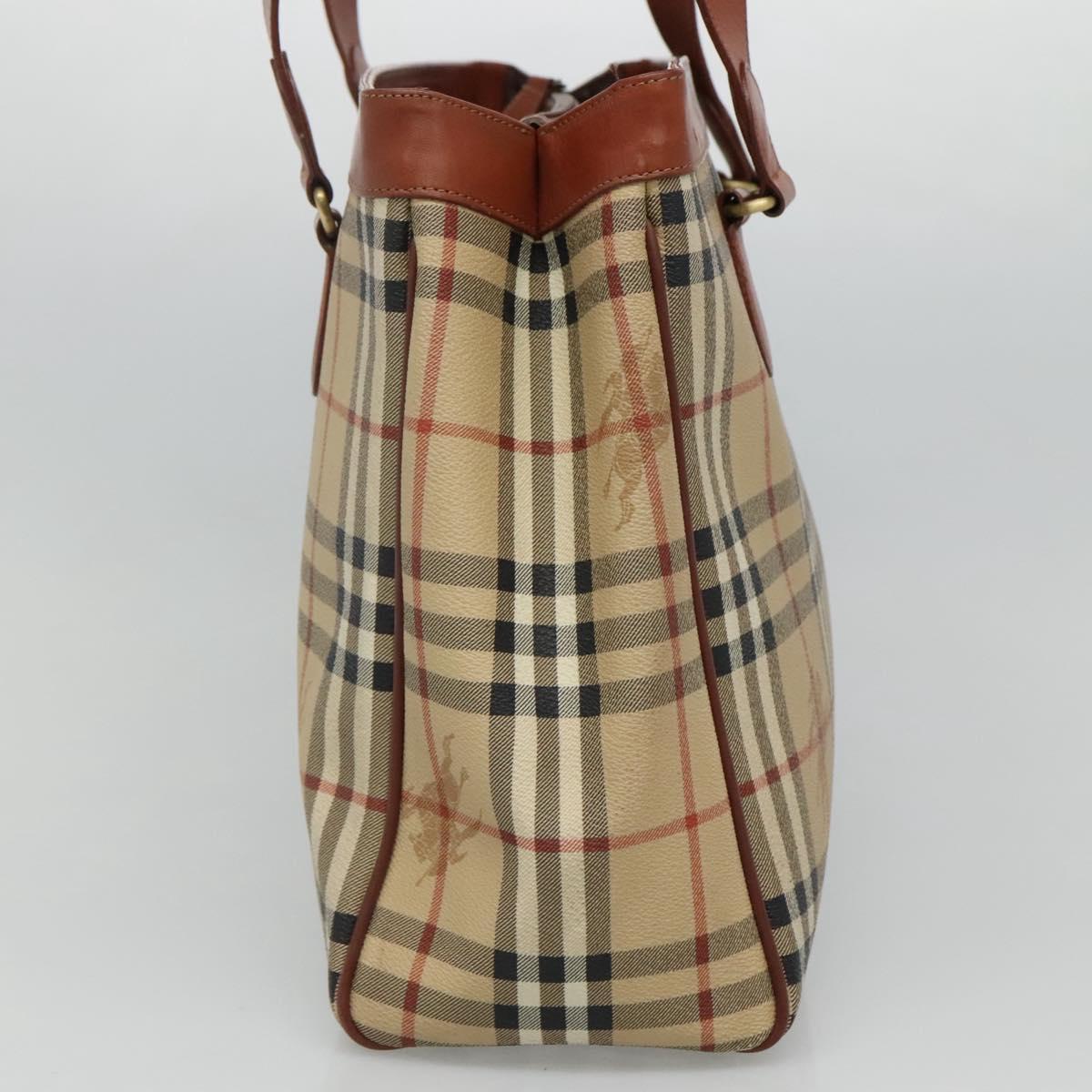 Burberry Nova Check Beige Canvas Shoulder Bag (Pre-Owned)