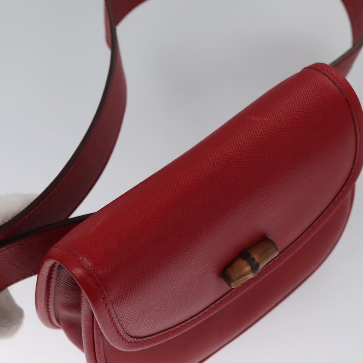 Gucci Bamboo Red Leather Shoulder Bag (Pre-Owned)