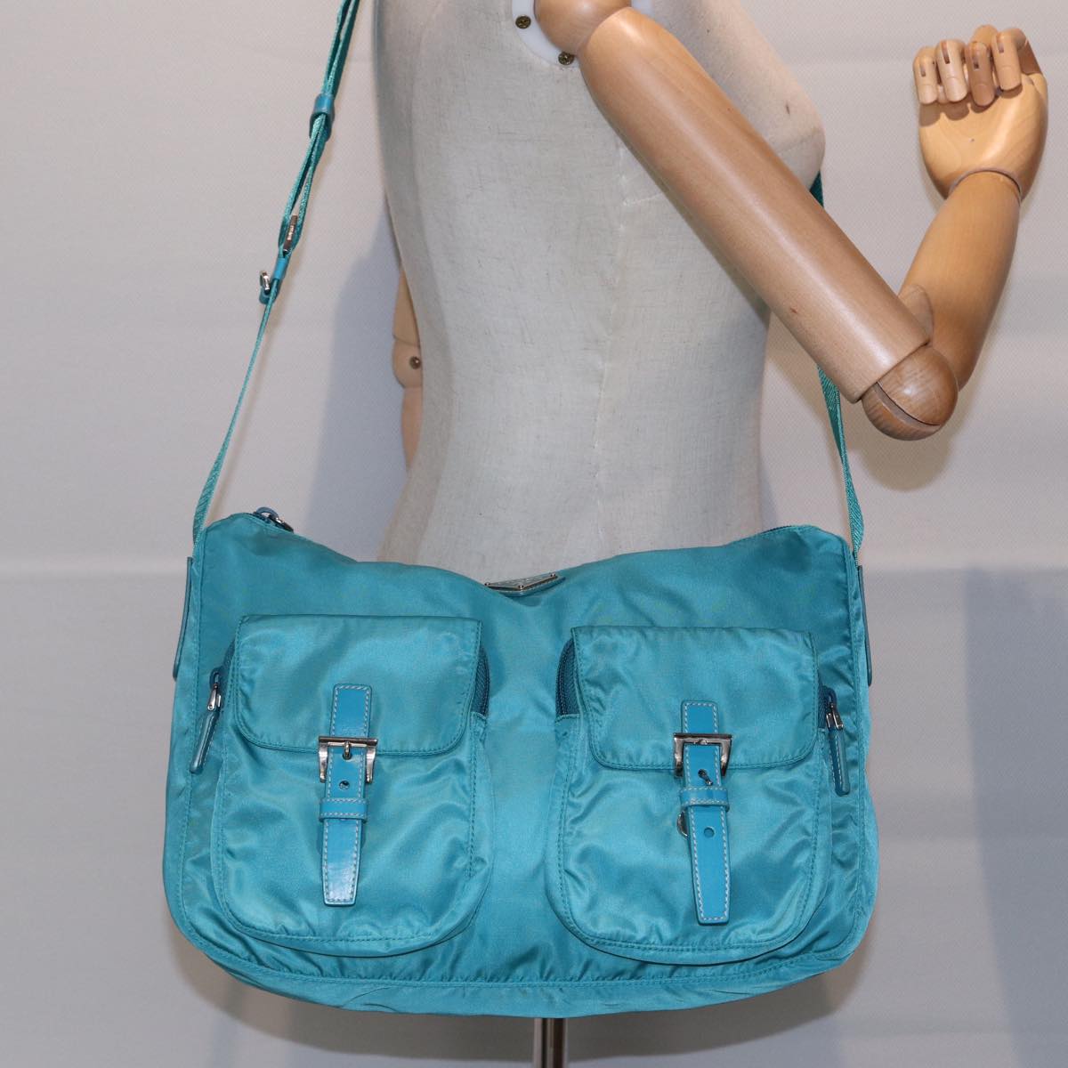 Prada Tessuto Blue Synthetic Shoulder Bag (Pre-Owned)