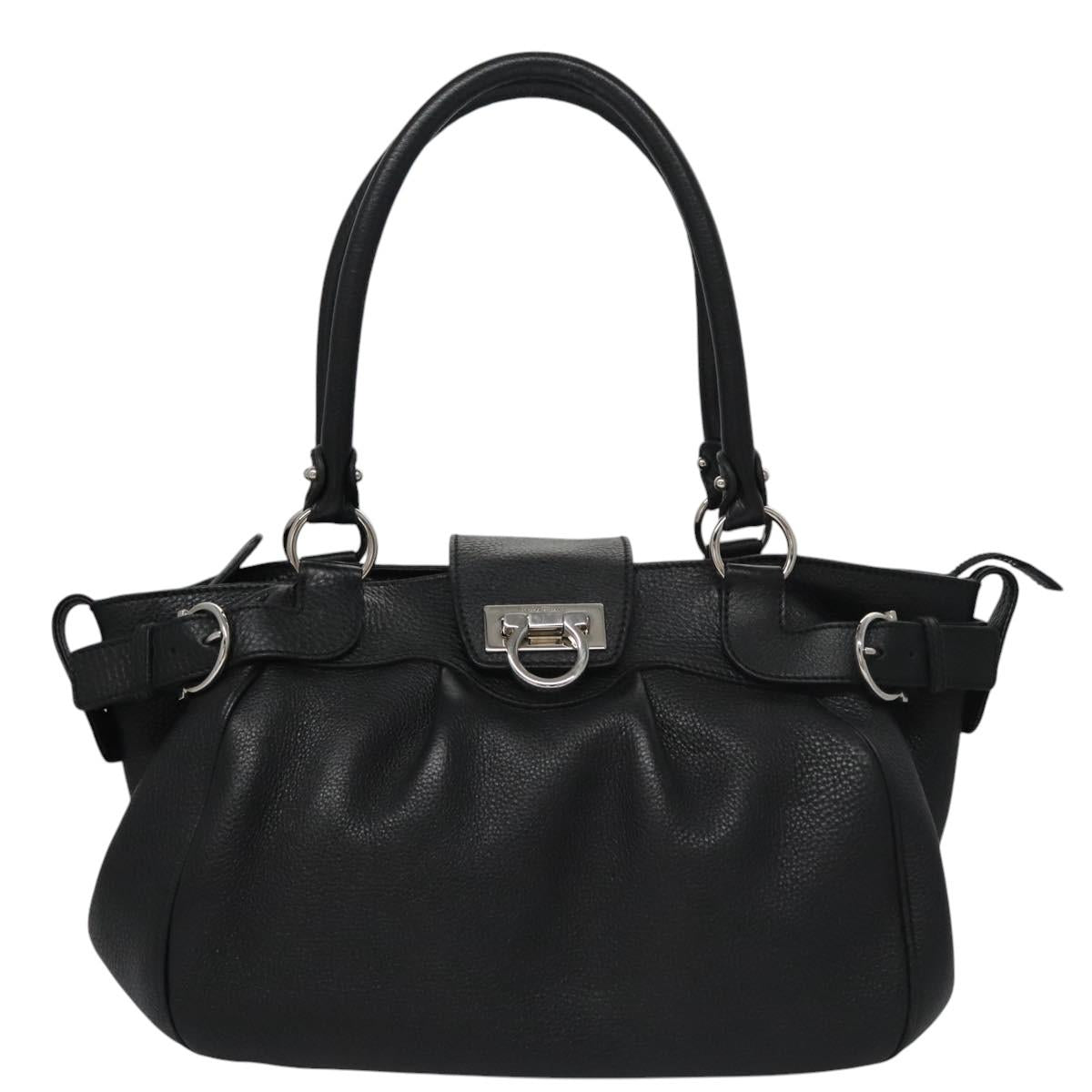 Salvatore Ferragamo Gancini Black Leather Handbag (Pre-Owned)