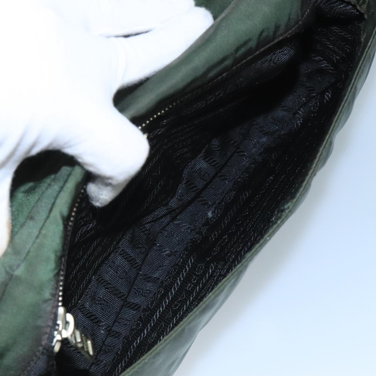 Prada Re-Nylon Khaki Synthetic Shoulder Bag (Pre-Owned)