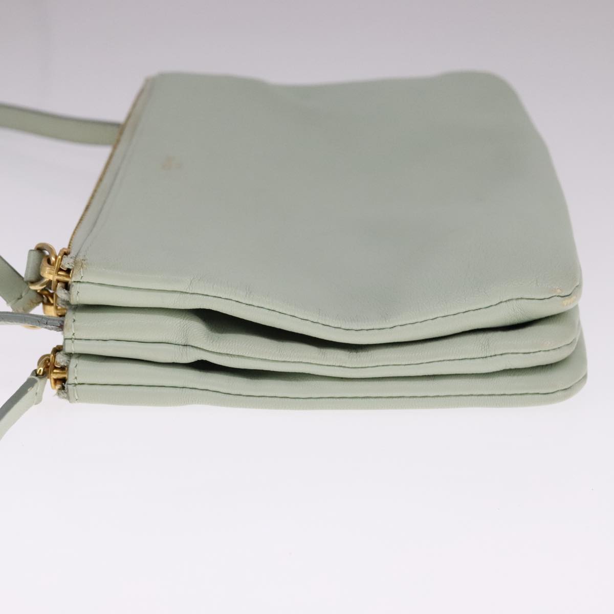 Céline Trio Green Leather Shoulder Bag (Pre-Owned)