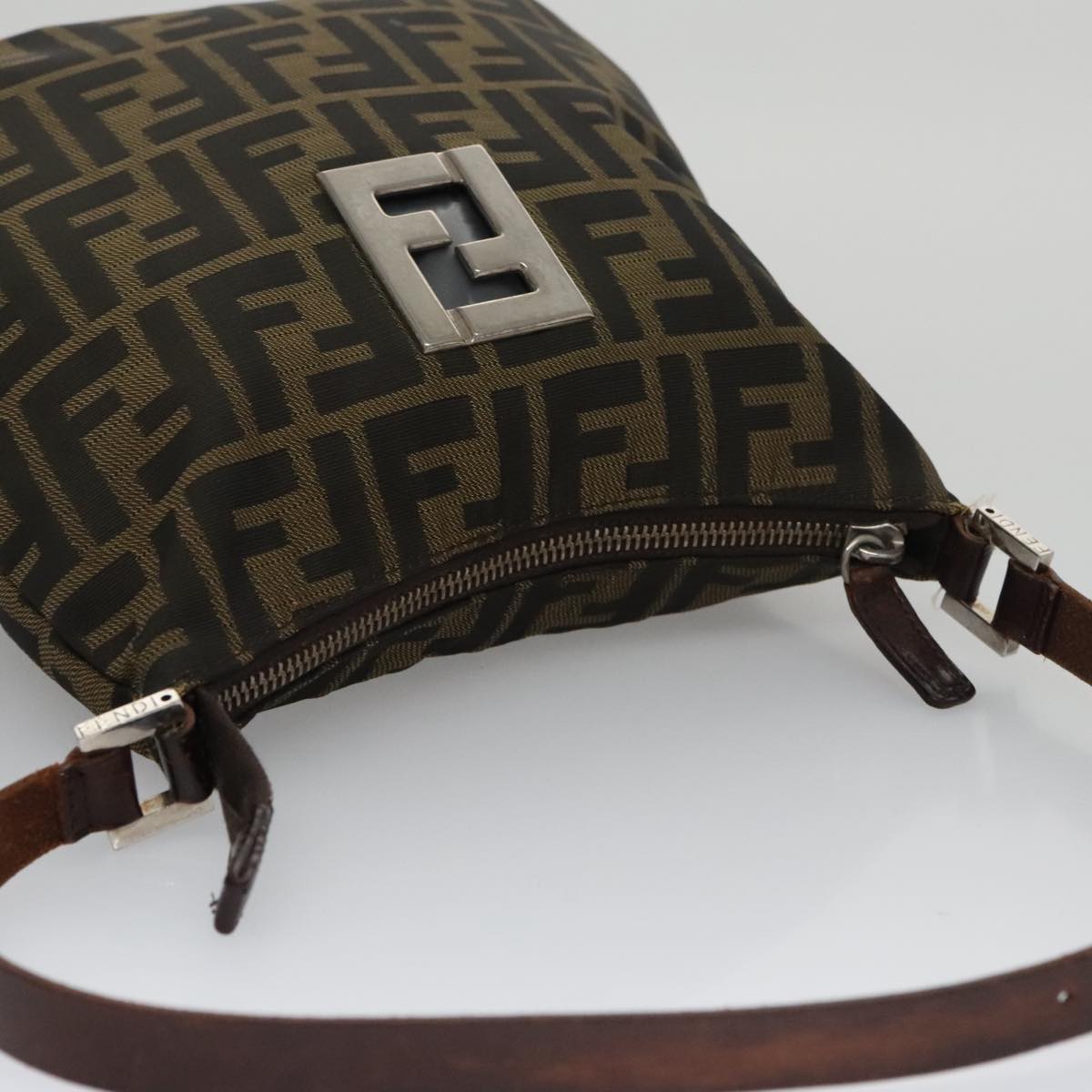 Fendi Hobo Brown Canvas Shoulder Bag (Pre-Owned)