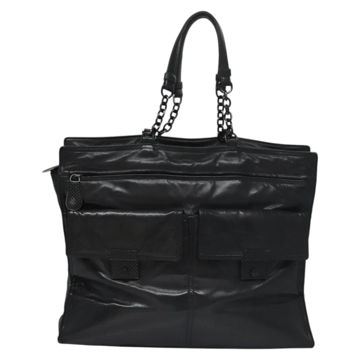 Bottega Veneta Tambura Black Leather Tote Bag (Pre-Owned)