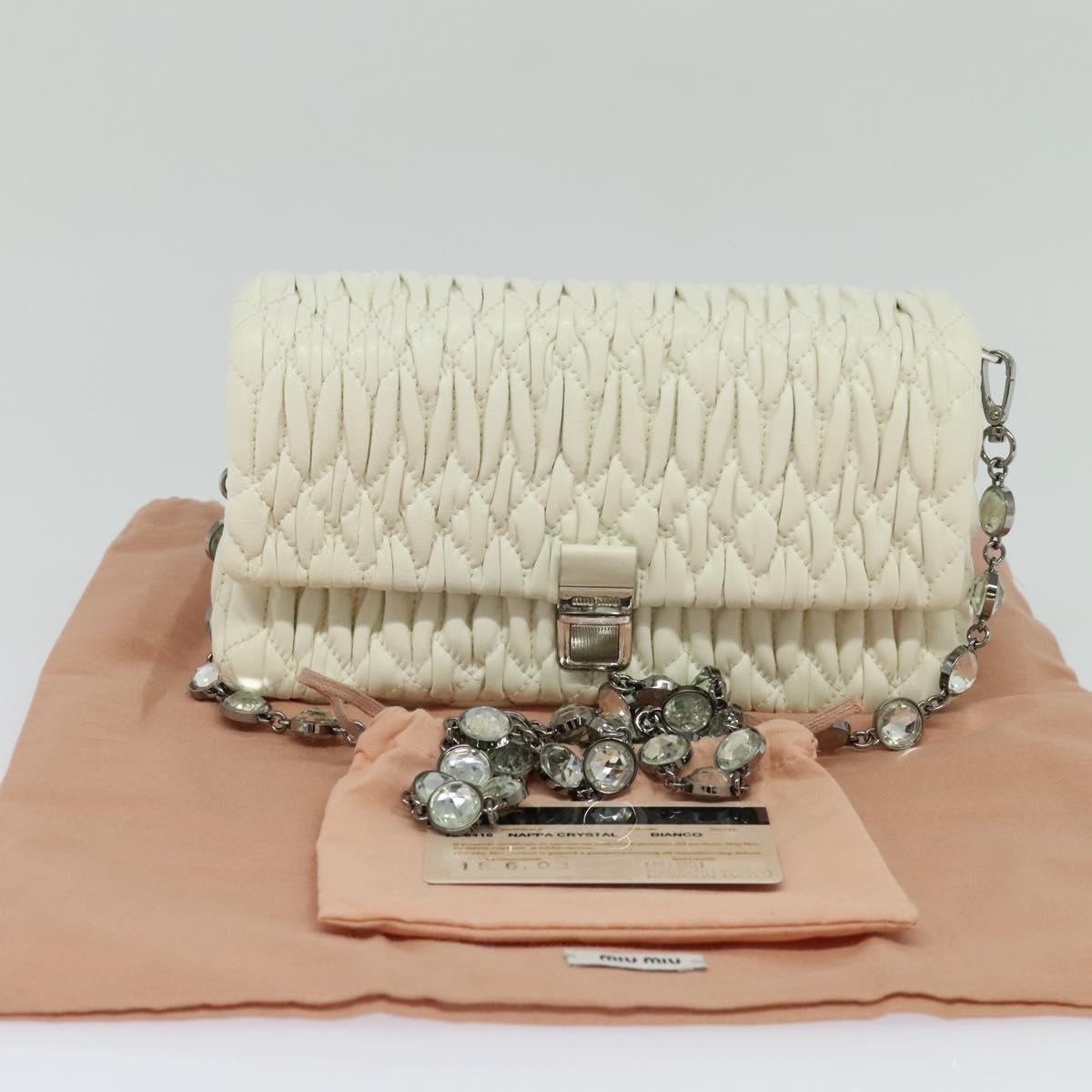 Miu Miu Crystal White Leather Shoulder Bag (Pre-Owned)