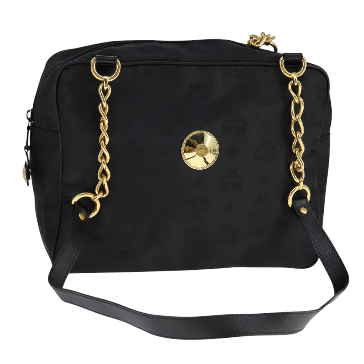 MCM Visetos Black Synthetic Shoulder Bag (Pre-Owned)