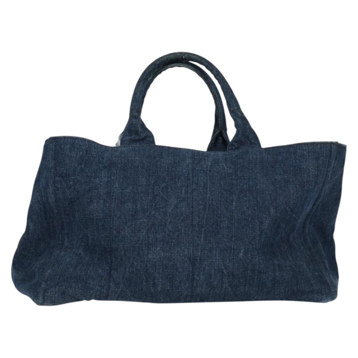 Prada Canapa Blue Canvas Tote Bag (Pre-Owned)