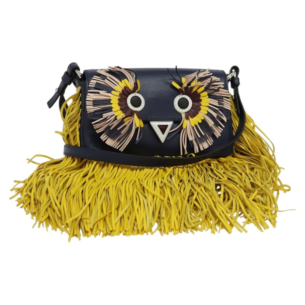 Fendi Monster Navy Leather Shoulder Bag (Pre-Owned)