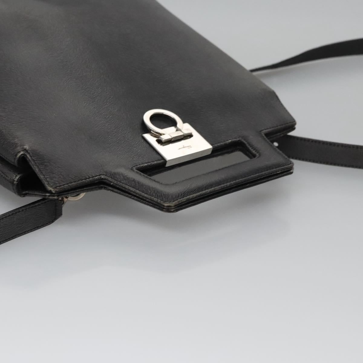 Salvatore Ferragamo Gancini Black Leather Backpack Bag (Pre-Owned)