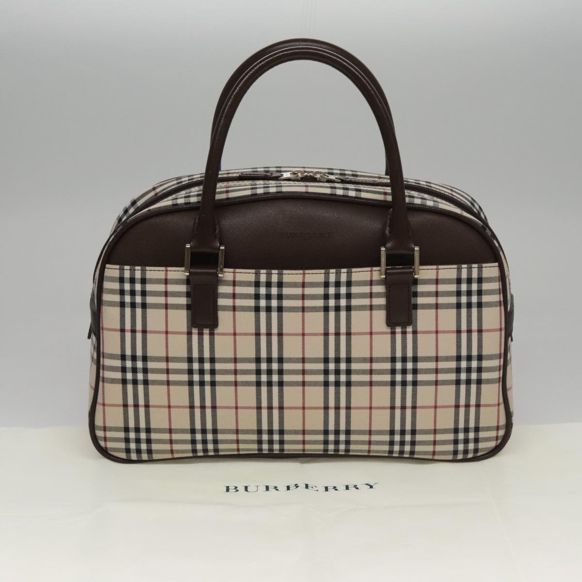 Burberry Nova Check Beige Canvas Handbag (Pre-Owned)