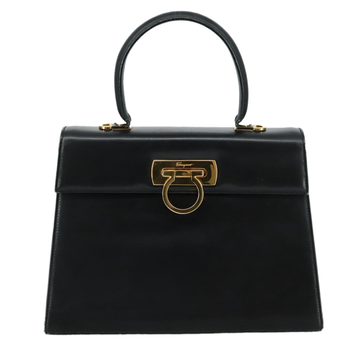 Salvatore Ferragamo Gancini Black Leather Handbag (Pre-Owned)