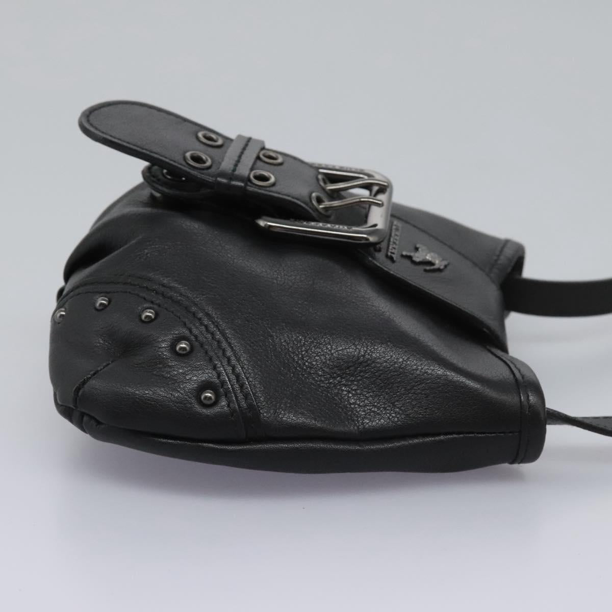 Burberry Nova Check Black Leather Shoulder Bag (Pre-Owned)