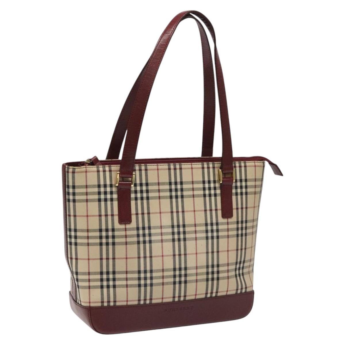 Burberry Nova Check Beige Canvas Tote Bag (Pre-Owned)