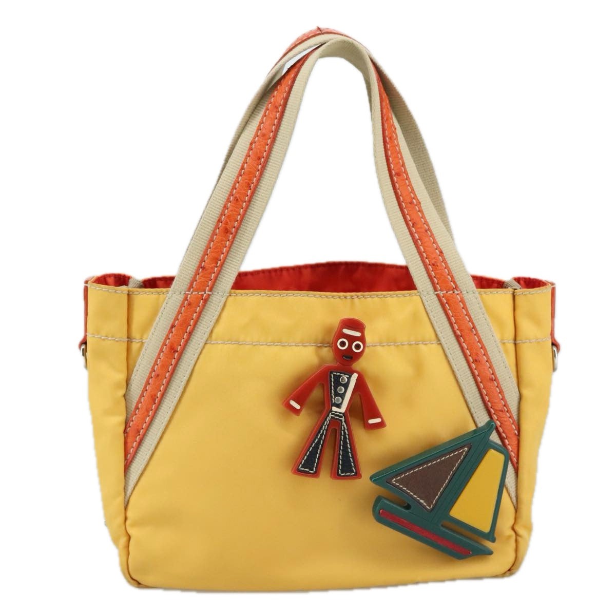 Prada Tessuto Yellow Canvas Handbag (Pre-Owned)